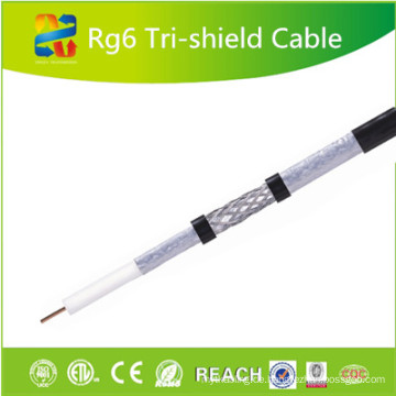 Gemacht in China heißes verkaufendes koaxiales Kabel RG6 Tri Schild